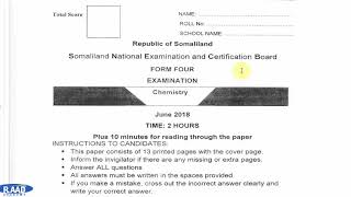 2018 somaliland examination by kiniin chemistry [upl. by Noryd208]