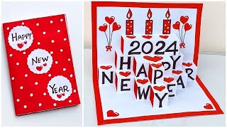 DIY Happy New Year greeting card 2024  New year 3D pop up card  How to make new year card [upl. by Phaidra309]