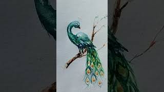 Paint Peacock with watercolor simple and easy to paint  watercolorblending [upl. by Liek]