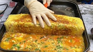 60 Eggs Giant Egg Roll Omelet  Korean Street Food shortvideo shorts [upl. by Aloel]