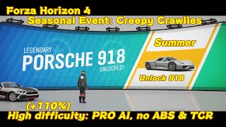 Creepy Crawlies Forza Horizon 4 Pro Difficulty FirstPerson Gameplay Unlock Porsche 918 Spyder [upl. by Odrareg]