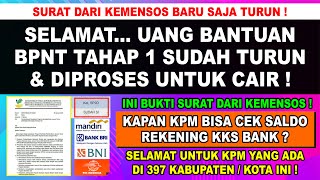 SELAMAT❗ UANG BANTUAN BPNT TAHAP 1 DI KKS BANK SUDAH MULAI DI PROSES SESUAI SURAT DARI KEMENSOS INI [upl. by Notyarb]