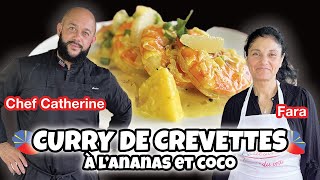 CURRY DE CREVETTES A LANANAS ET LAIT DE COCO AU FEU DE BOIS feat LE CHEF CATHERINE 🥥🦐 [upl. by Hamann]