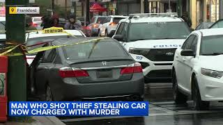 Man who shot alleged car thief in Philadelphias Frankford section now charged with murder police [upl. by Nagaem]