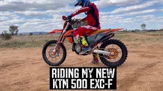 2021 KTM 500 EXCF FIRST RIDE BACK [upl. by Shirlene896]