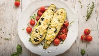 Vegetarisch gefüllte Zucchini mit Frischkäse und Oliven  Low Carb [upl. by Haletta]