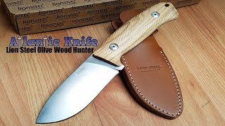 LION STEEL HUNTER OLIVE WOOD HANDLE NIOLOX STEEL FIXED KNIFE W BELT SHEATH M3UL [upl. by Elletnwahs]