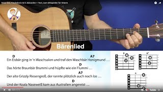 Bärenlied Kinderlied mit 3 Akkorden  Text zum Mitspielen für Gitarre [upl. by Muna]