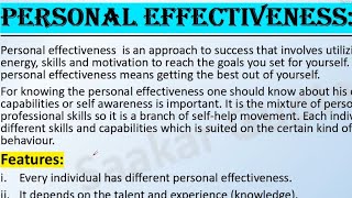 Personal Effectiveness Meaning Features amp Importance  What is personal effectiveness [upl. by Choong]