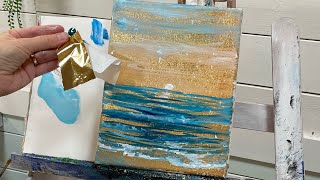 HOW TO GOLD LEAF ✨ step by step ACRYLIC PAINTING for Beginners [upl. by Cullie65]