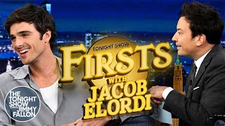 Jacob Elordi Reveals His First Celebrity Crush Was Brad Pitt Tonight Show Firsts  The Tonight Show [upl. by Ahsyle]