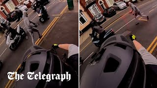 Cyclist fights off gang of robbers trying to steal his ebike [upl. by Arlinda]