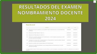 RESULTADOS DEL EXAMEN NOMBRAMIENTO DOCENTE 2024 [upl. by Kirven]