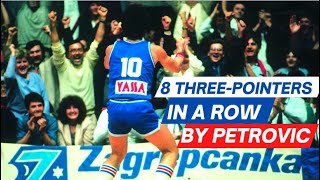 Drazen Petrovic  8 Three Pointers in a Row VS Limoges  EuroCup 1986 [upl. by Darrin]