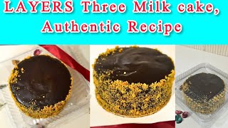 Bakery style three milk cake  Three milk cake recipe without oven  Layers bakery three milk cake [upl. by Latihs]