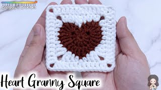 CROCHET “Heart” Granny Square  Tutorial [upl. by Aihselat441]