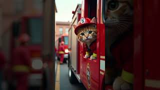 He is a firefighter for save people shorts cat cute kitten youtubeshorts [upl. by Fortunna]