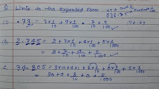 Write the decimal numbers in Expanded form [upl. by Lilyan]