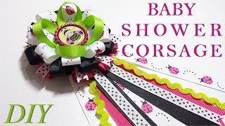 Como Hacer Lazos 🎀 DIY 119 Baby Shower Corsage Tutorial [upl. by Metah]