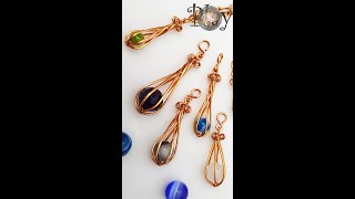 Play with wire  Twisted drops cage  pendant  small spherical stones LanAnhHandmade717 Shorts [upl. by Nylyram245]