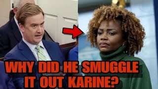 WoWFUMING Peter Doocy PRESSES KarineJeanPierre NONSTOP over DISCOVERY of 😋😋😋 [upl. by Michelina]