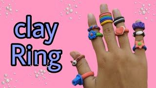 Diy air dry clay ring ideas  polymer clay rings  cute clay rings  craft palette [upl. by Annoyi303]