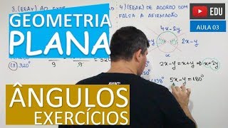 ⭕ Exercícios sobre ângulos  GEOMETRIA PLANA aula 03 [upl. by Zetrauq]