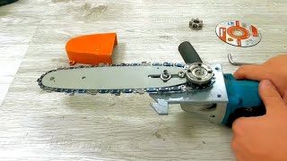 DIY Amazing Angle Grinder Chainsaw Attachment for Workshop [upl. by Nylrahc]