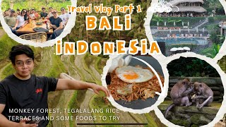 Bali Vlog Part 1 Monkey Forest Tegalalang Rice Terraces and Some Foods to Try  Group Travel [upl. by Htaek957]