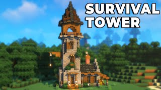 Minecraft Easy Survival Tower Base Tutorial [upl. by Dinin784]