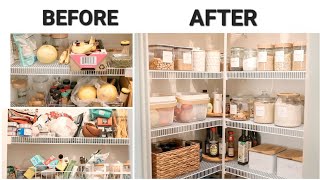 ULTIMATE PANTRY ORGANIZATION Before and After  Kitchen Organization Ideas [upl. by Beshore437]