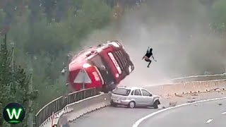 Tragic Ultimate Near Miss Video Of Biggest Trucks Crashes Filmed Seconds Before Disaster [upl. by Siuqramed]