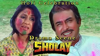 Holi Celebration  Drama Scene From Sholay Hindi Movie [upl. by Atinaj]