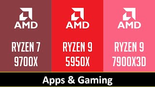 RYZEN 7 9700X vs RYZEN 9 5950X vs RYZEN 9 7900X3D [upl. by Tarabar]