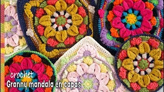 Granny mandala en CAPAS tejido a crochet  Tejiendo Perú 🥰 [upl. by Anonyw134]