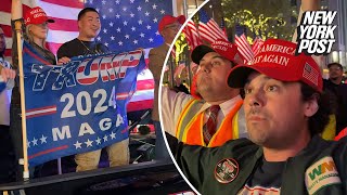 Supporters celebrate Trump victory at Rockefeller Center and Trump Tower [upl. by Ynneh]