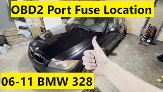 OBD2 Port Fuse Location BMW 328i since Sept 0711 07 08 09 10 11 2007 2008 2009 2010 2011 [upl. by Enyaz]