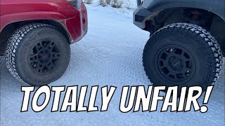 Snow Tire Battle Dedicated Snow vs All Terrain Traction Test [upl. by Silvio]