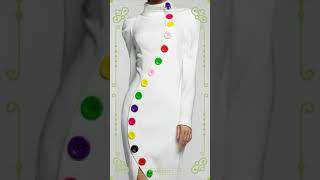 Freeacy 2024 Fall Womens Dress High Neck Puff Sleeves Colorful Buttoned Slim Fit Dress Stylish M [upl. by Celle]