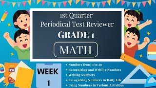 Grade 1 Math Reviewer Quarter 1 Periodical Test  SY 20242025  MATATAG [upl. by Ecinna]