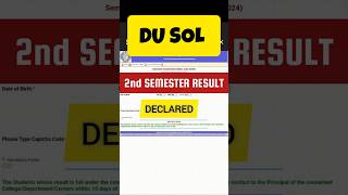 DU SOL 2nd Semester Result Declared  SOL Result Second Semester shorts [upl. by Ahsiekram]