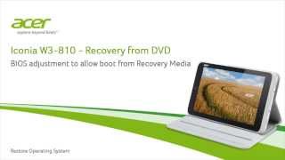 Iconia W3810  Recovery from DVD [upl. by Khichabia]