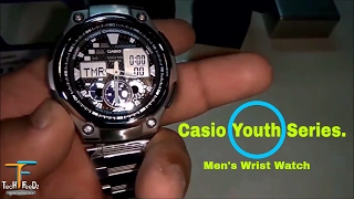 Casio YOUTH AQ 190WD 1AVDF AD160 Analog Digital Men Watch Unboxing  World Clock  sidelit LED [upl. by Jacoby906]