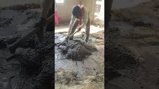 mixing sand cement water grit and mixing by hand [upl. by Adnilra176]