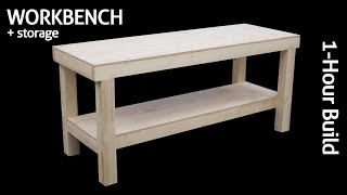 Building a Workbench With Storage in Less Than One Hour  Only One Plywood Sheet and Some 2x4s [upl. by Enaols]