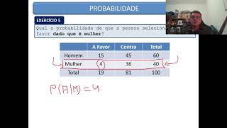 Projeto Estatística para todos  Semana 04  Aula 09 Probabilidade condicional exercício [upl. by Leik]