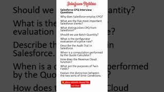 Salesforce CPQ Interview Questions list  salesforcefighters [upl. by Welker]