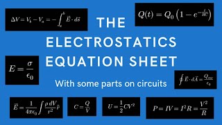 A review of an electrostatics and circuits equation sheet for university level electromagnetism [upl. by Yna792]