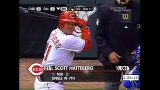 Scott Hatteberg 2run HR late seals win 4507 Cubs at Cincinnati Reds full game [upl. by Ylrebmit]