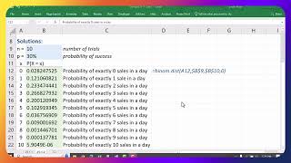 Using Excels BINOMDIST to calculate multiple probabilities [upl. by Balbur]